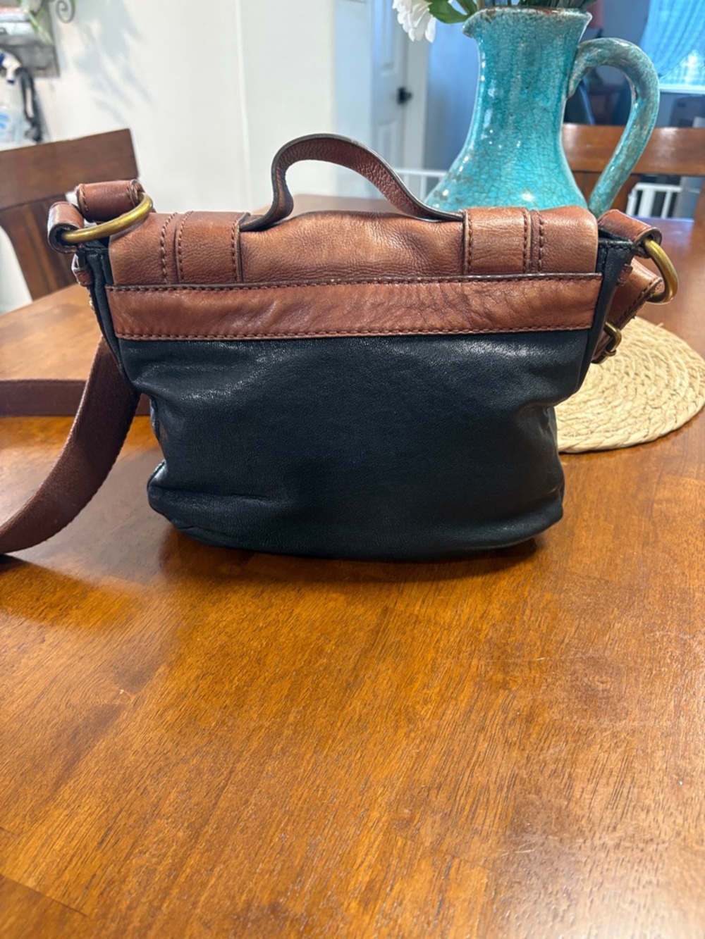 FOSSIL Brown Leather Crossbody Messenger Bag - Unbranded - Picture 2 of 6